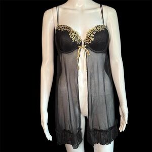Luxurious Black and Gold Women's Chemise